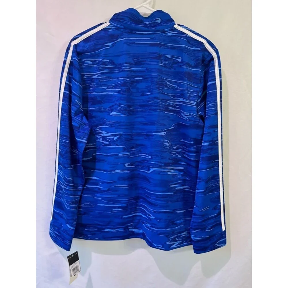 Adidas Track Jacket Youth Boys X-Large 18/20 Blue Water Full Zip Logo NWT